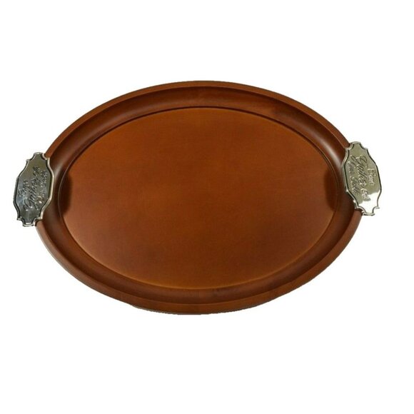 Thirstystone Come Gather at Our Table Large 15 inch Round Wood Serving Tray New - Picture 4 of 5